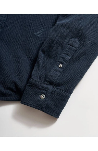 Billy Reid Long Sleeve Knit Yellowhammer Shirt In Carbon Blue