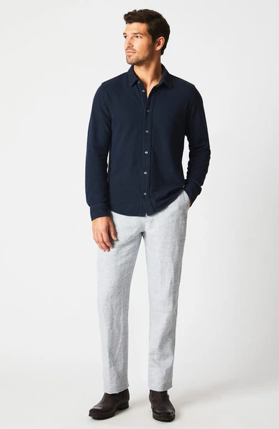 Shop Billy Reid Yellowhammer Cotton & Linen Knit Button-up Shirt In Carbon Blue
