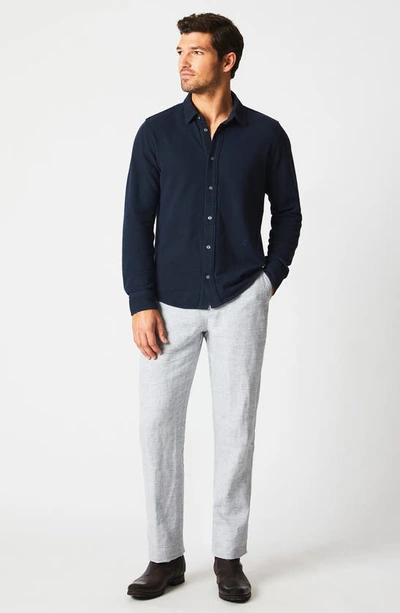Billy Reid Long Sleeve Knit Yellowhammer Shirt In Carbon Blue