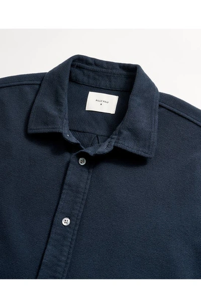 Shop Billy Reid Yellowhammer Cotton & Linen Knit Button-up Shirt In Carbon Blue