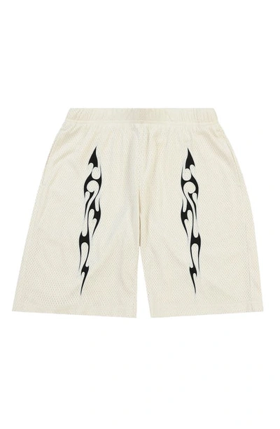 Shop Pleasures Flame Mesh Shorts In Off White