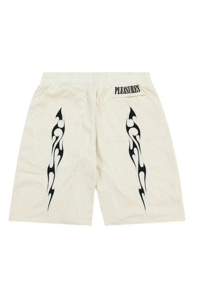 Shop Pleasures Flame Mesh Shorts In Off White