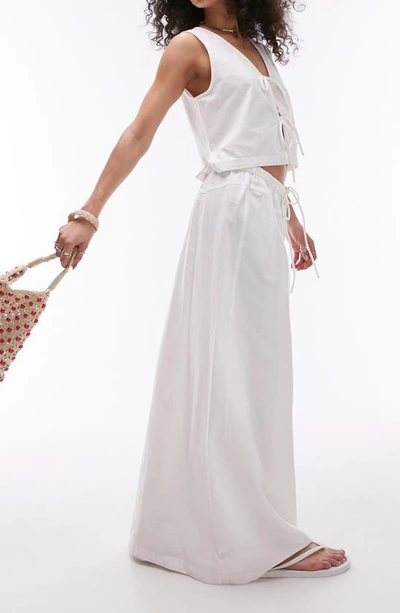 Shop Topshop Tie Waist Maxi Skirt In White