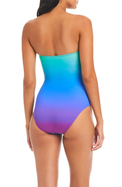 Shop Bleu By Rod Beattie Heat Of The Moment Strapless One-piece Swimsuit In Blue Multi