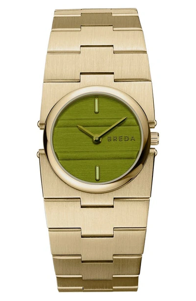 Breda Sync Quartz Bracelet Watch In Gold And Green At Urban Outfitters In 18k Goldlated