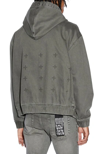 Shop Ksubi Surplus Zip-up Denim Jacket In Grey