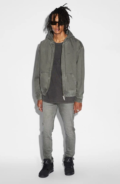 Shop Ksubi Surplus Zip-up Denim Jacket In Grey