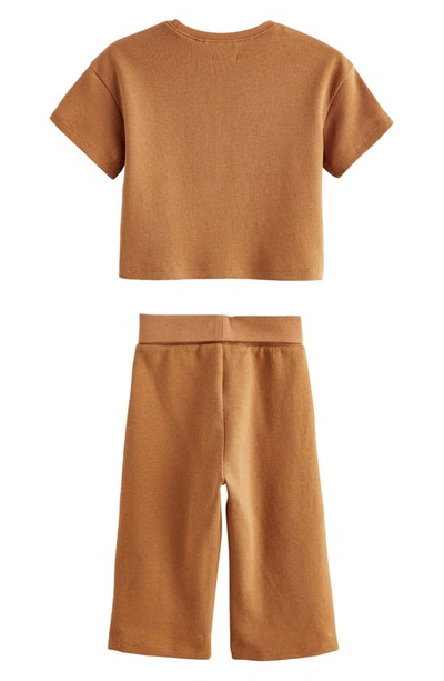Shop Next Kids' Waffle T-shirt & Pants Set In Rust
