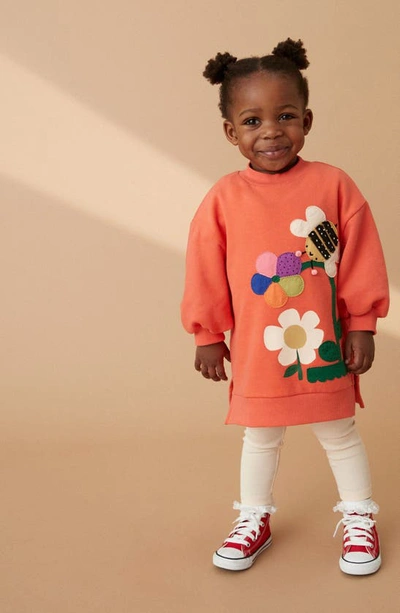 Shop Next Kids' Appliqué Sweatshirt Dress & Ribbed Leggings Set In Red