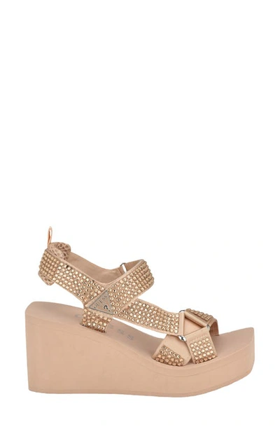 Shop Guess Dawsin Slingback Platform Wedge Sandal In Light Natural