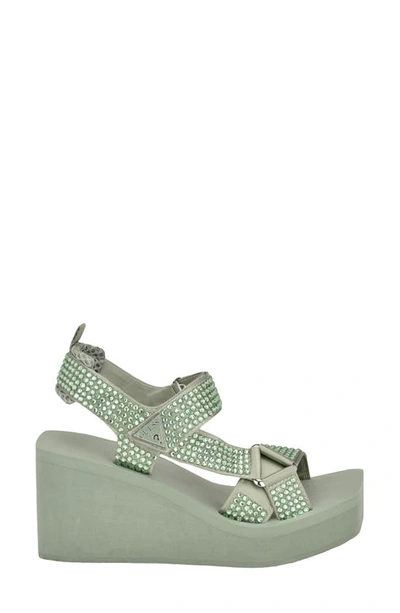 Shop Guess Dawsin Slingback Platform Wedge Sandal In Light Green