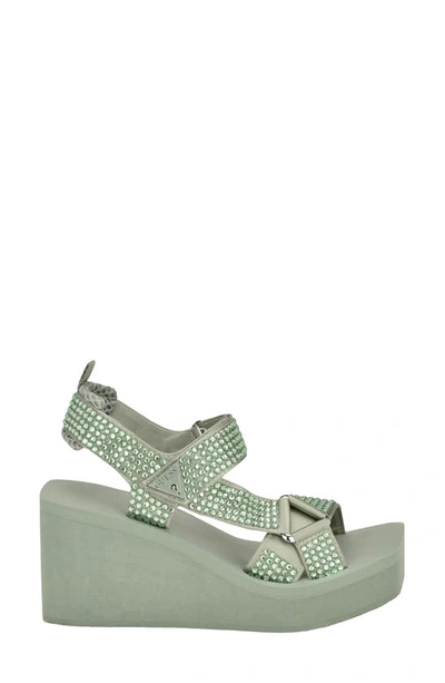 Guess Dawsin Slingback Platform Wedge Sandal In Light Green