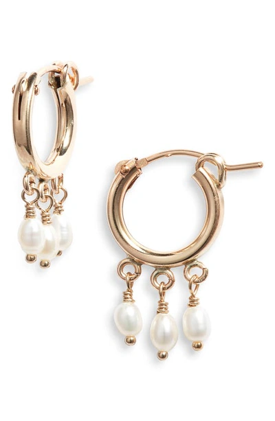 Shop Set & Stones Hazel Freshwater Pearl Hoop Earrings In Gold