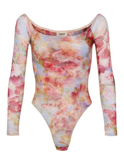 Shop L Agence Peonie Off-the-shoulder Bodysuit In Multi Soft Cloud Floral