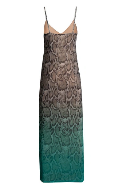 Shop Afrm Amina Sleeveless Midi Dress In Teal Ombre Tie Dye