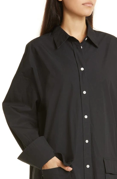 Shop Atm Anthony Thomas Melillo Long Sleeve Swing Poplin Shirtdress In Black