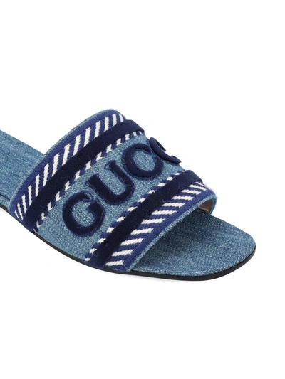 Shop Gucci Sandals In Blue