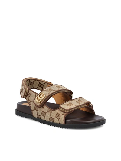 Shop Gucci Sandals In Bei-ebony/new Maple