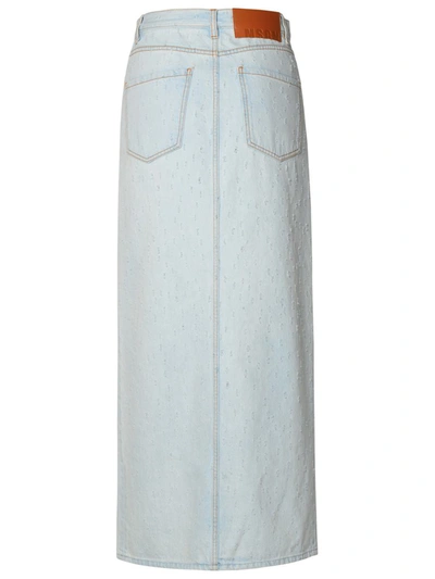 Msgm Cotton Skirt With Back Pockets And Front Slit In Blue