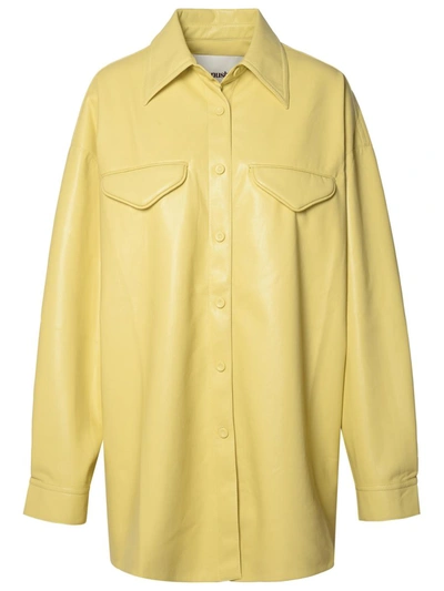 Shop Nanushka 'kaysa' Lime Polyurethane Shirt In Yellow