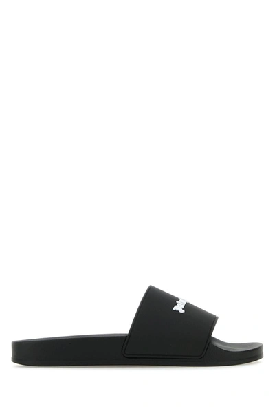 Shop Palm Angels Slippers In Blackwhit