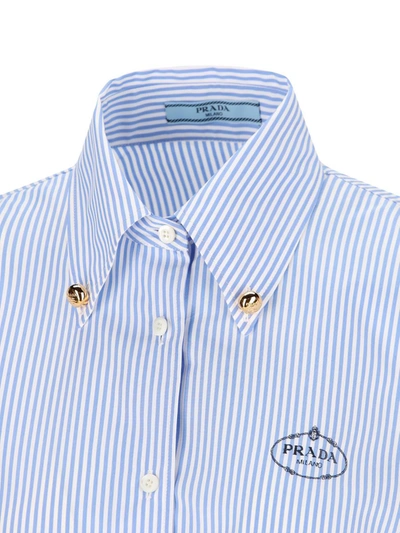Shop Prada Shirts In White+blue