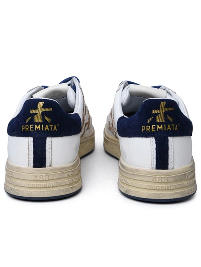 Shop Premiata 'russell' White Leather Sneakers