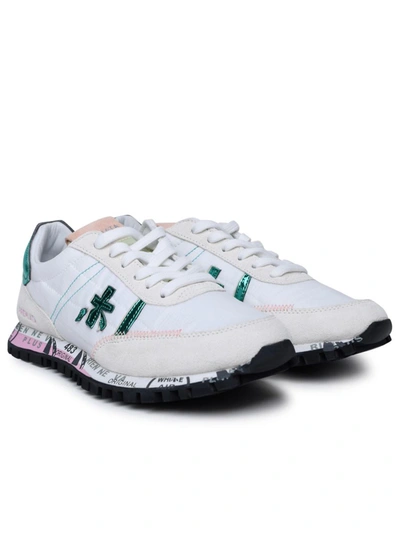 Shop Premiata 'seand' White Fabric And Leather Sneakers
