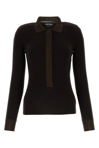 Shop Tom Ford Polo In Chocolatebrown
