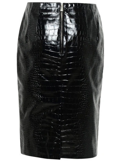 Shop Versace Black Calf Leather Skirt