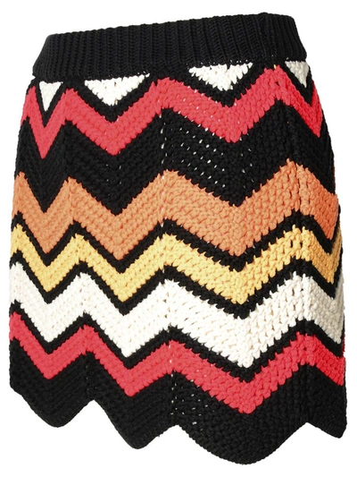 Shop Alanui Multicolor Cotton Blend Miniskirt