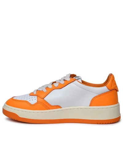 Shop Autry 'medalist' Orange Leather Sneakers