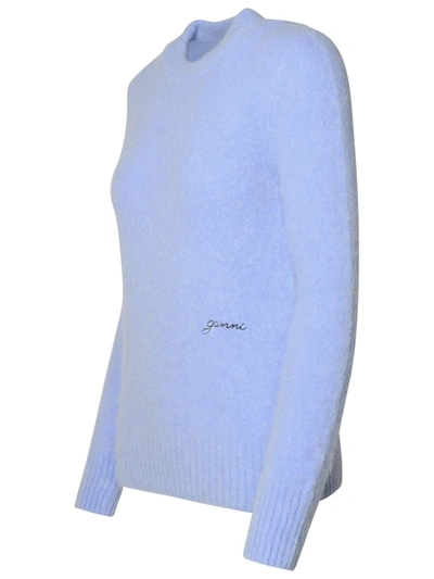 Shop Ganni Light Blue Virgin Wool Blend Sweater In Lilla