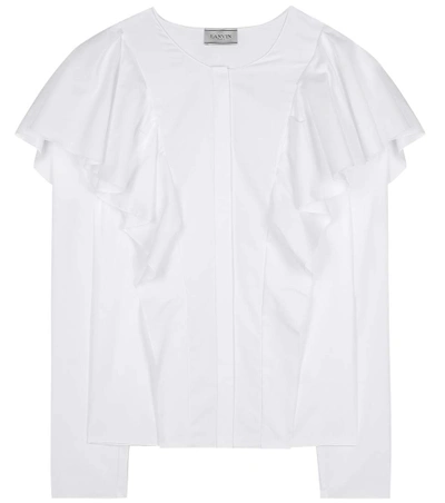 Lanvin Ruffled Long-sleeved Blouse In White