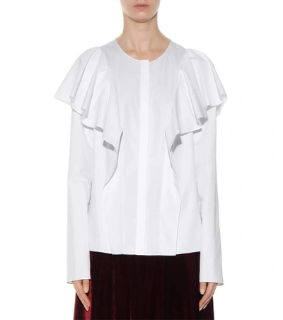 Shop Lanvin Ruffled Cotton Shirt In White