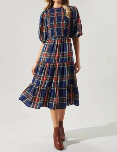 Shop Sugarlips Plaid Smocked Midi Dress In Lakeview In Multi