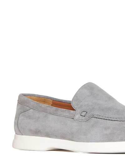 Shop Doucal's Flat Shoes In Iron + F.do Bianco