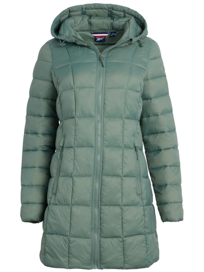 Shop Reebok Olrb602ec Womens Quilted Warm Glacier Shield Coat In Green