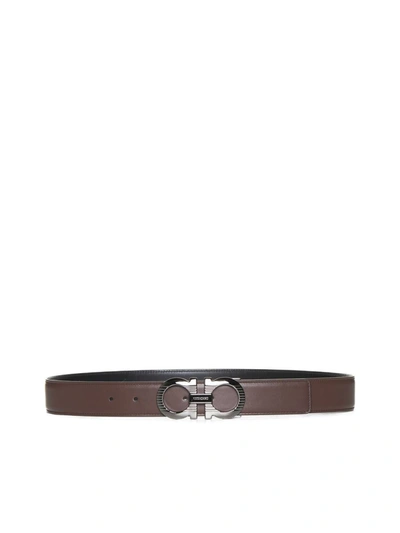 Shop Ferragamo Belts In Cocoa Brown || Nero