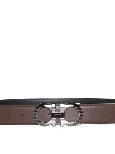 Shop Ferragamo Belts In Cocoa Brown || Nero