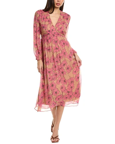 Shop Joie Kaz Silk Midi Dress In Pink
