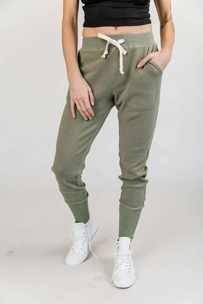 Shop Ampersand Ave Waffle Knit Jogger In Willow In Green
