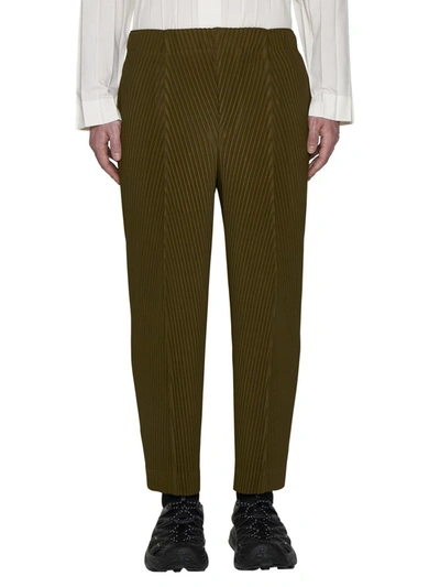 Shop Issey Miyake Homme Plisse  Trousers In Olive Khaki