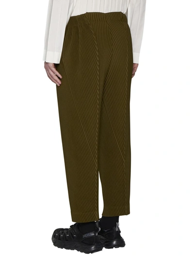 Shop Issey Miyake Homme Plisse  Trousers In Olive Khaki
