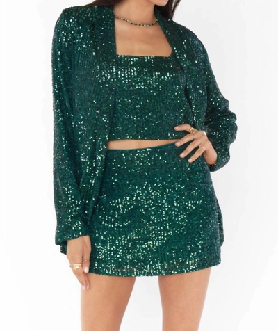 Shop Show Me Your Mumu Dance Blazer In Emerald Sequins In Green