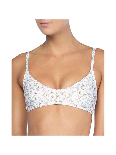Shop Peony Womens Floral Beachwear Bikini Swim Top In White