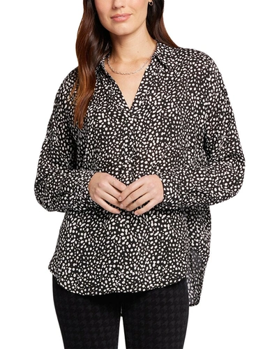 Nydj Becky Recycled Polyester Georgette Blouse In Black