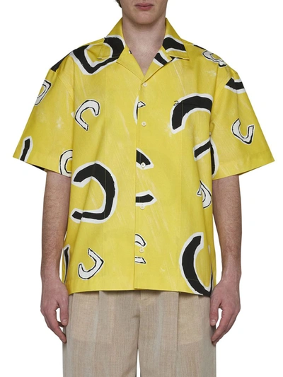 Shop Jacquemus Shirts In Monogramme Black Yellow
