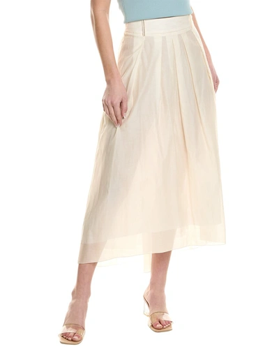 Shop Peserico Silk-blend Pleated Skirt In Beige