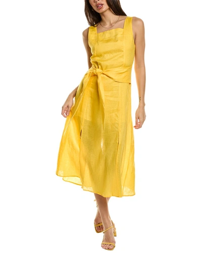 Shop Equipment Ginette Linen Midi Dress In Yellow